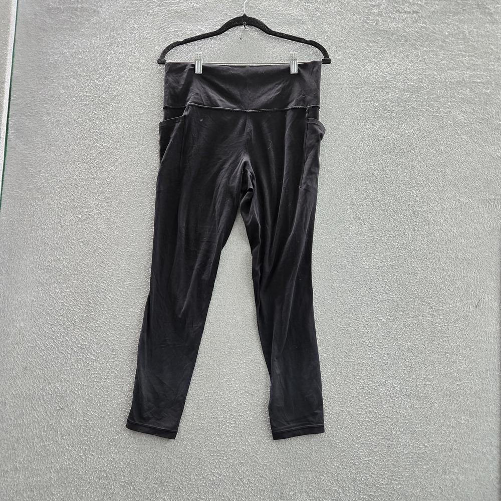 Athleta Women Activewear Pants L Black Salutation Stash Legging Crop 24" Inseam